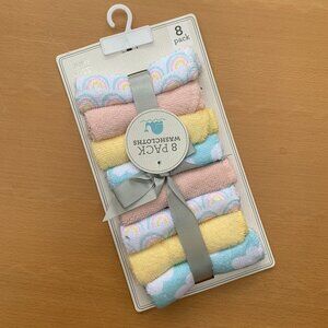 Baby Kiss 8-Pack Baby Washcloths | Pastel Rainbow & Cloud Set | Soft & Giftable